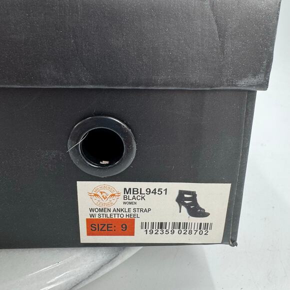 NWT Milwaukee MBL9451 Black Fashion Casual Stiletto Heeled Sandals w Ankle Strap - Picture 9 of 9